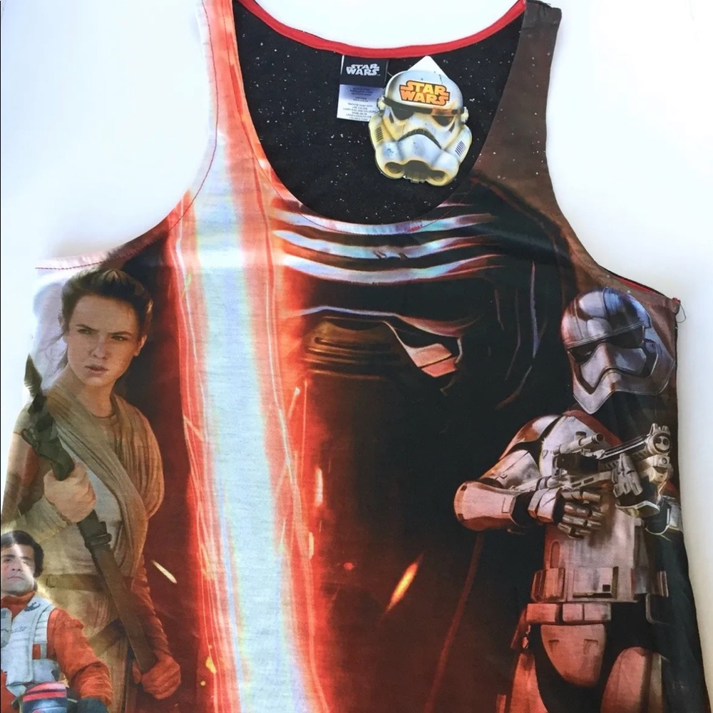 New Disney Starwars Tank Top Shirt Boy Medium Printed Multicolour